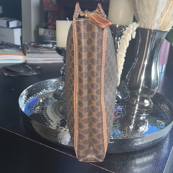 Authentic Vintage Celine Brown Macadam PVC Canvas and Leather Clutch Bag Large - Picture 7 of 13